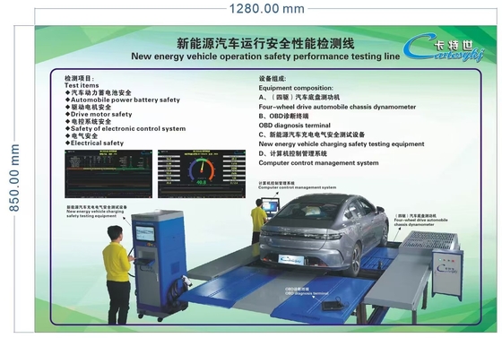 Línea de ensayo del rendimiento de la seguridad en el funcionamiento del vehículo de nueva energía Dinámetro del chasis del automóvil con tracción en las cuatro ruedas